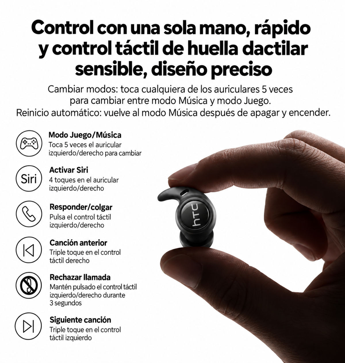 Auriculares inalámbricos Bluetooth, con traducción IA.  iOS Android