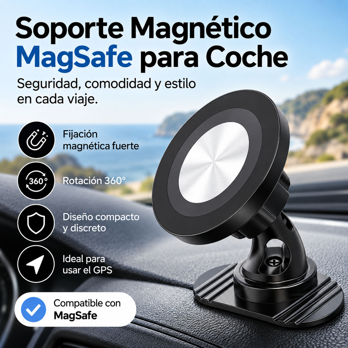 Soporte Magnético MagSafe para Coche 360° 🚗📱